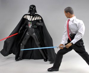 Obama takes on the threat poised by Darth Vader even before he took office